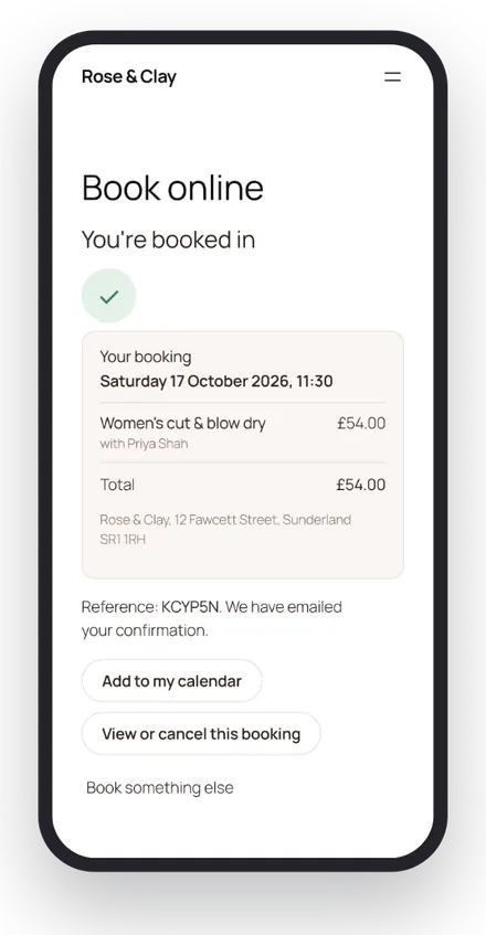 WearBeauty booking confirmation