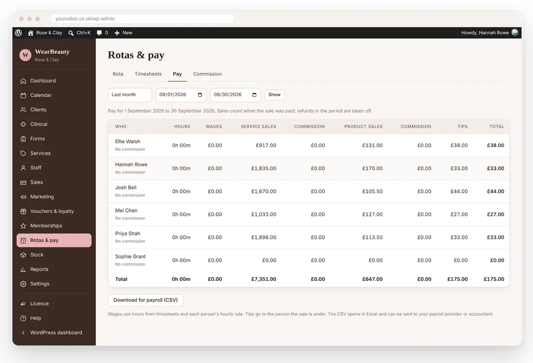 WearBeauty deposit payment